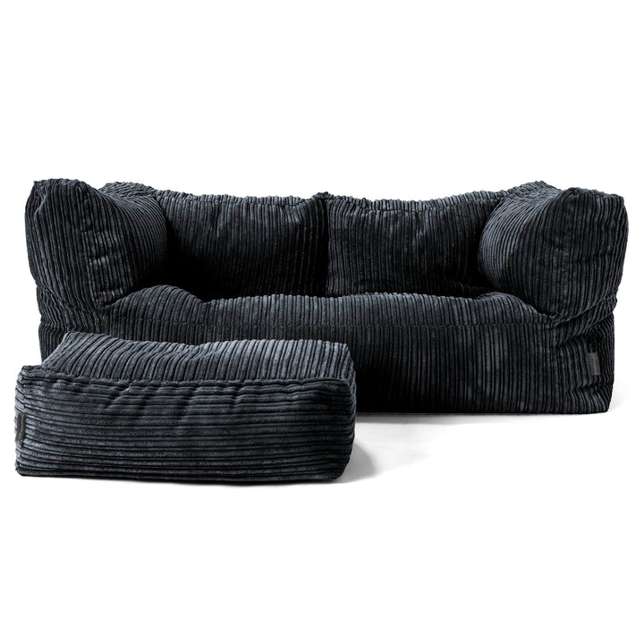 Canapé Pouf Albert 2 places - Côtelé Noir 02