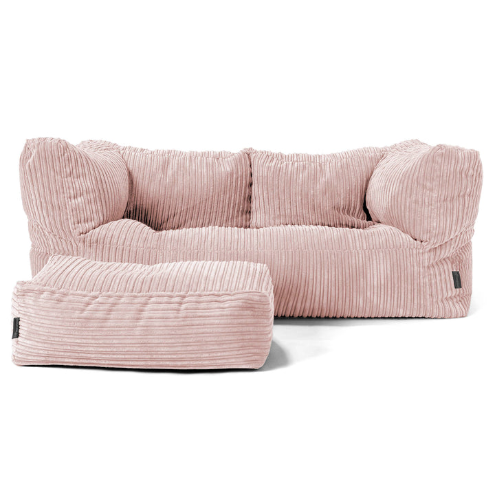 Canapé Pouf Albert 2 places - Côtelé Rose 02
