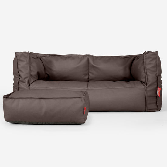 Canapé Pouf Albert 2 places - Cuir Végan Chocolat 02