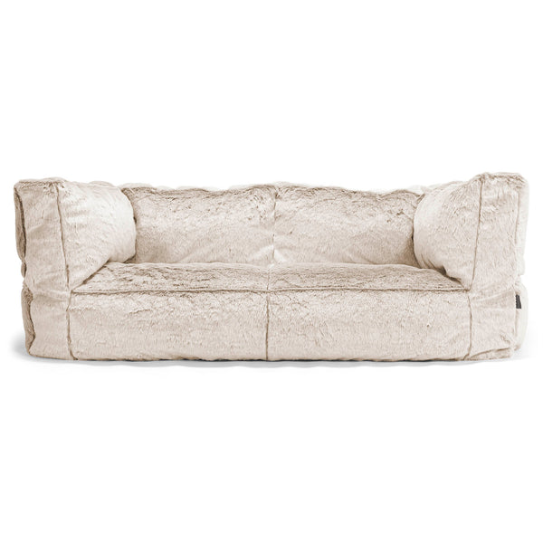 Canapé Pouf Albert 2 places - Fausse Fourrure Lapin Brun Doré 01