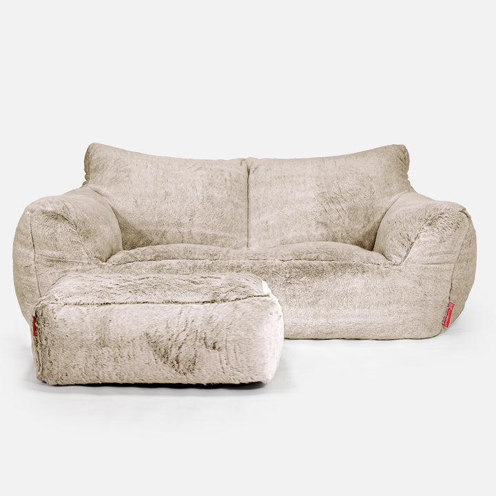 Joséphine Canapé Pouf - Fausse Fourrure Lapin Brun Doré 02
