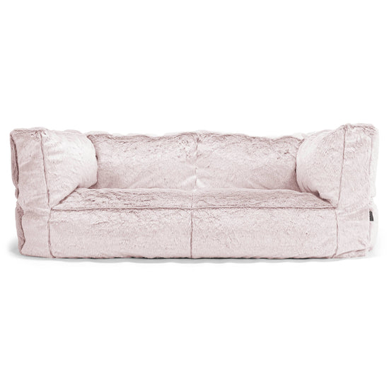 Canapé Pouf Albert 2 places - Fausse Fourrure Lapin Rose Pastel 01