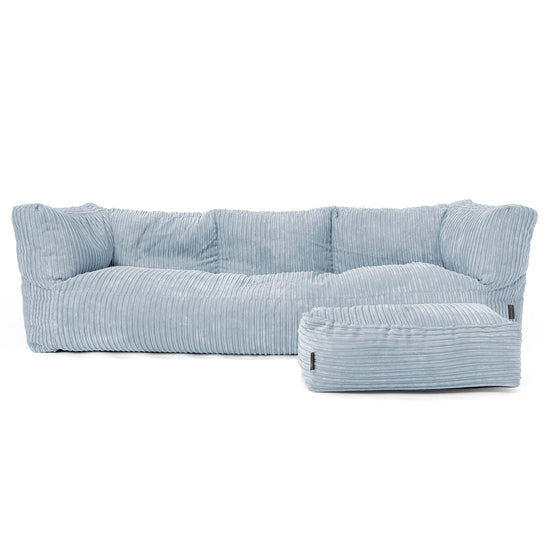 Canapé Pouf Albert 3 places - Côtelé Bébé Bleu 02