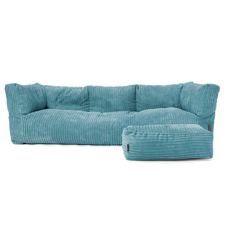 Canapé Pouf Albert 3 places - Côtelé Mer Égéé 02