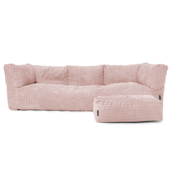 Canapé Pouf Albert 3 places - Côtelé Rose 02