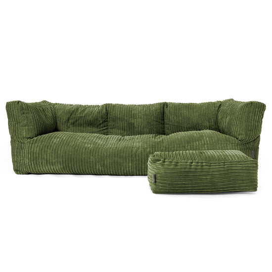 Canapé Pouf Albert 3 places - Côtelé Vert Forêt 02