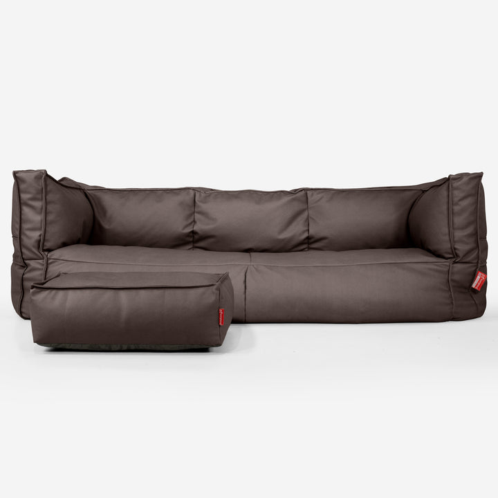 Canapé Pouf Albert 3 places - Cuir Végan Chocolat 02