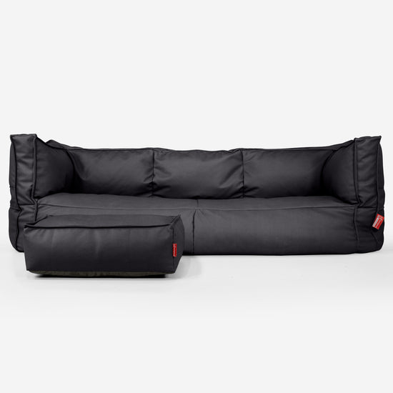 Canapé Pouf Albert 3 places - Cuir Végan Noir 02