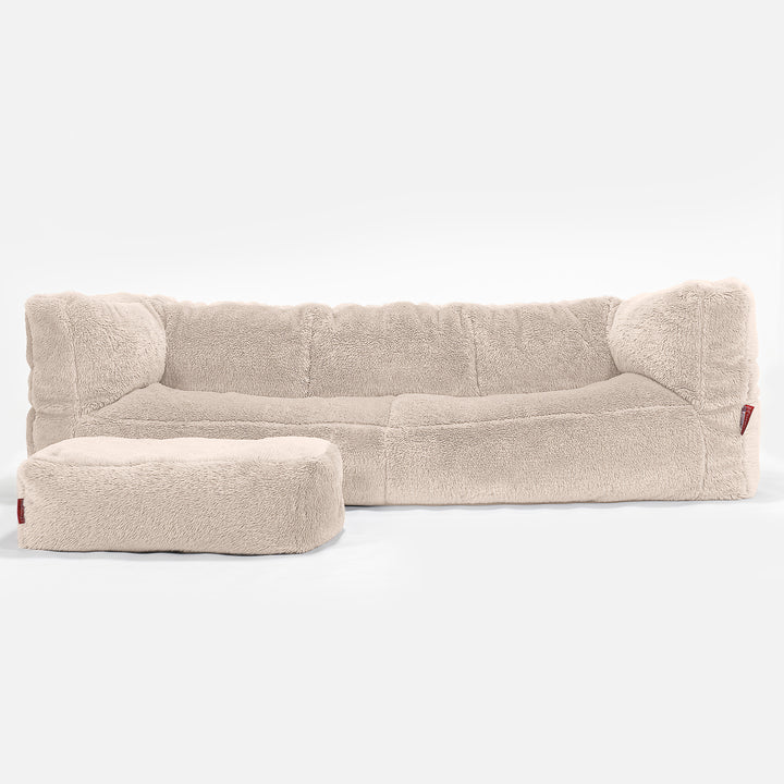 Canapé Pouf Albert 3 places - Fausse Fourrure Nounours Crème 02
