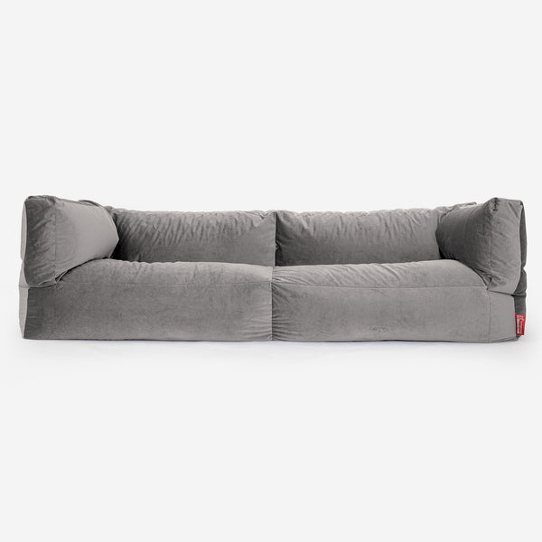Canapé Pouf Albert 3 places - Velours Argent 01