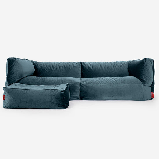 Canapé Pouf Albert 3 places - Velours Mer Égée 02