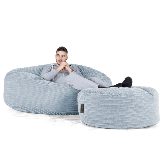 Canapé Pouf Géant Grande Mammouth - Côtelé Bébé Bleu 02
