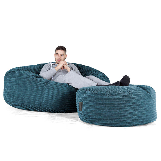 Canapé Pouf Géant Grande Mammouth - Côtelé Bleu Marine 02
