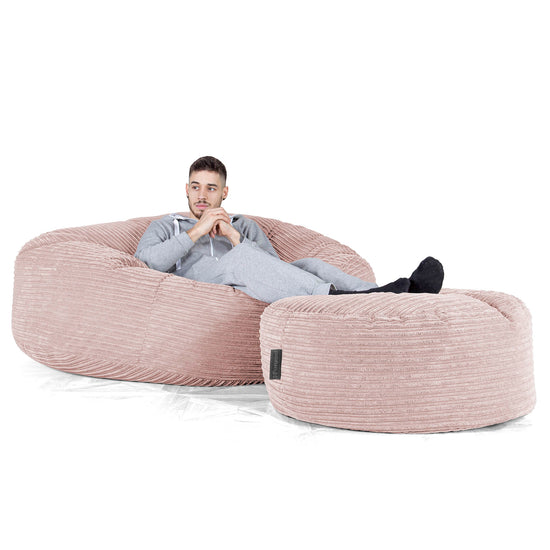Canapé Pouf Géant Grande Mammouth - Côtelé Rose 02