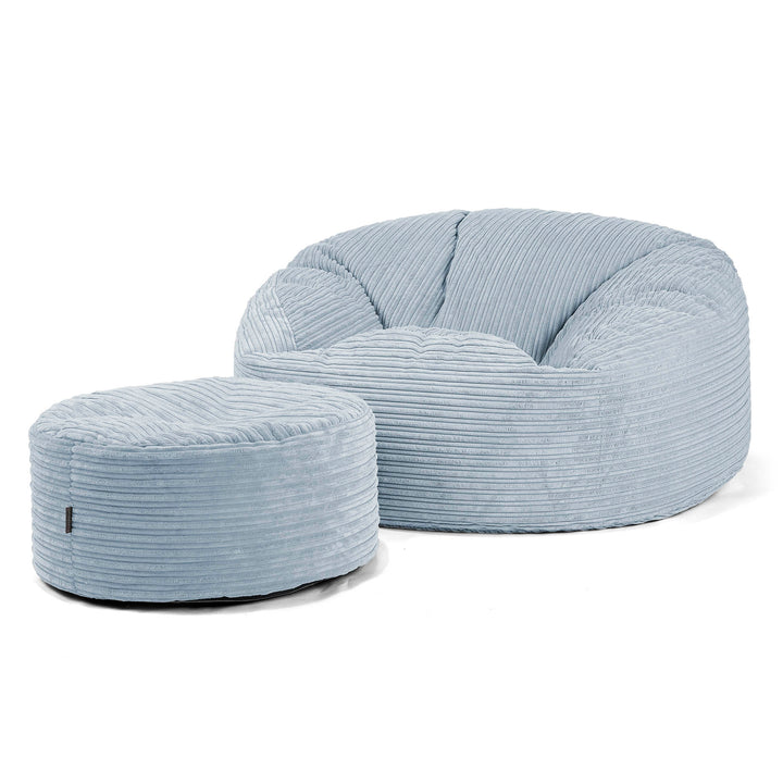 Canapé Pouf Géant Mammouth - Côtelé Bébé Bleu 04
