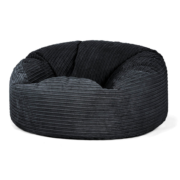 Canapé Pouf Géant Mammouth - Côtelé Noir 01