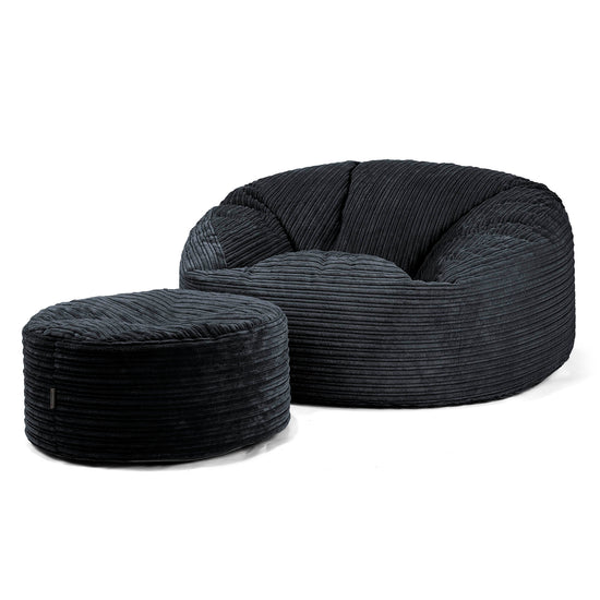 Canapé Pouf Géant Mammouth - Côtelé Noir 04