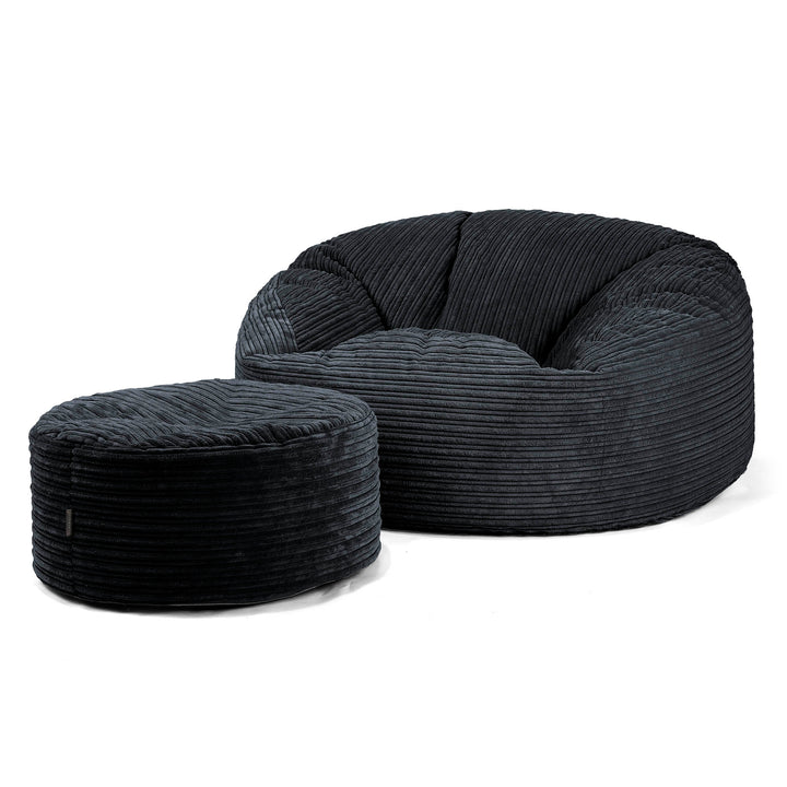 Canapé Pouf Géant Mammouth - Côtelé Noir 04
