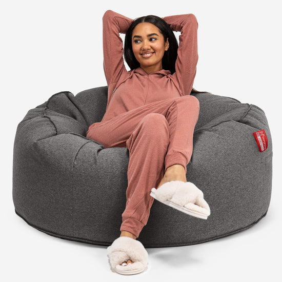 Pouf Fauteuil Design - Côtelé Gris Acier 4387