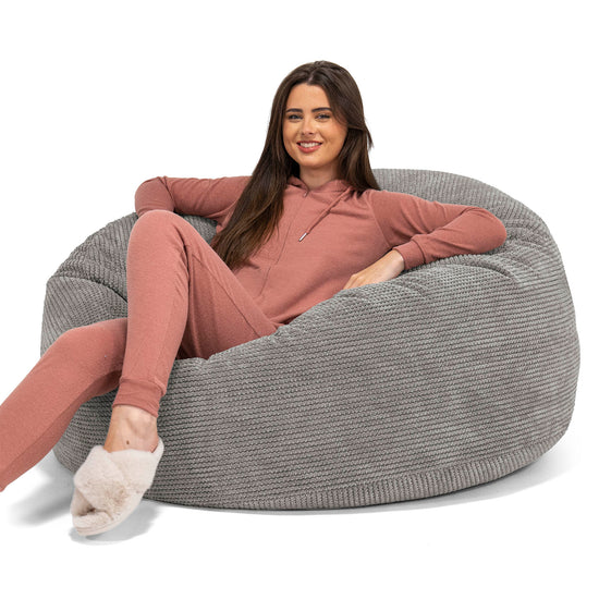 Pouf Fauteuil Design - Côtelé Gris Acier 3504