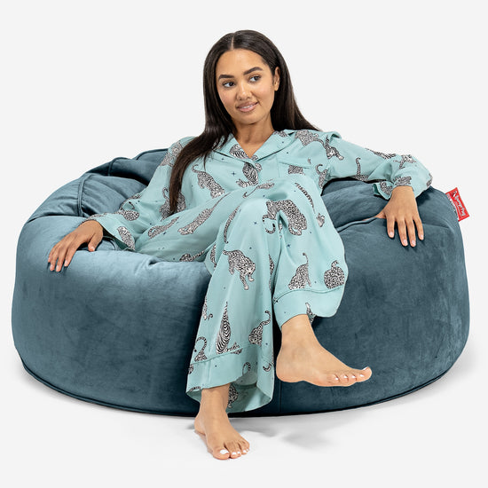 Pouf Fauteuil Design - Côtelé Gris Acier 3553