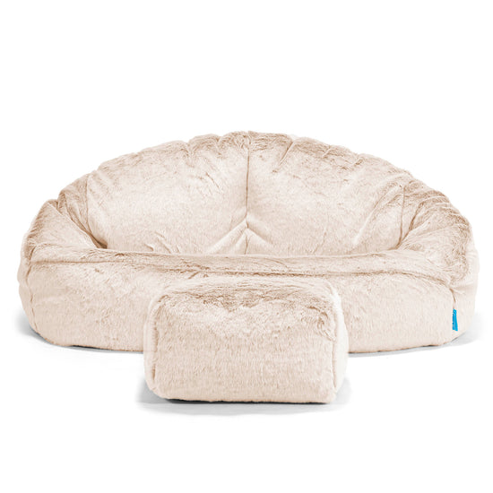 Pouf Canapé Bubble pour Enfants - Fausse Fourrure Lapin Blanc 02