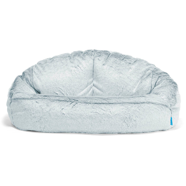 Pouf Canapé Bubble pour Enfants - Fausse Fourrure Lapin Bleu Pastel 01