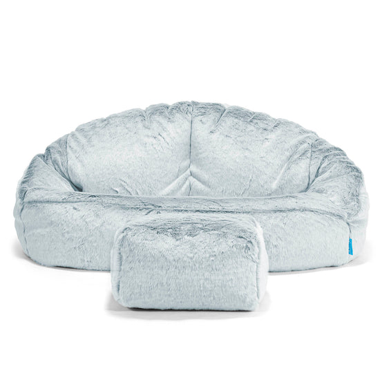 Pouf Canapé Bubble pour Enfants - Fausse Fourrure Lapin Bleu Pastel 02