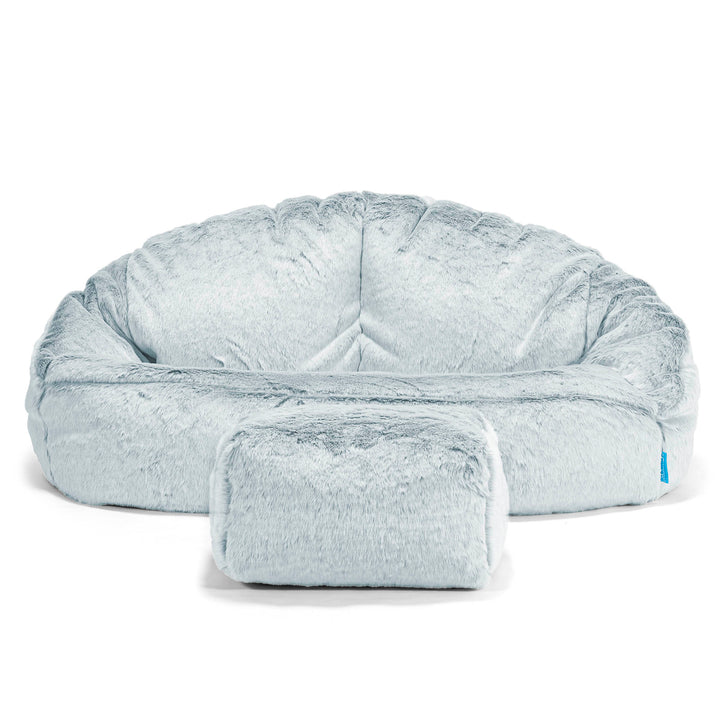 Pouf Canapé Bubble pour Enfants - Fausse Fourrure Lapin Bleu Pastel 02
