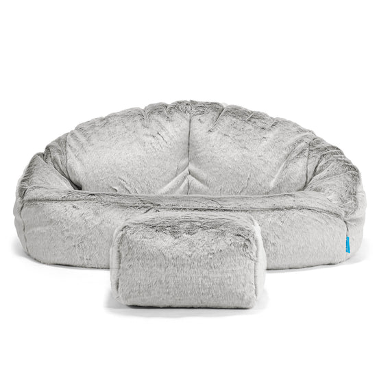 Pouf Canapé Bubble pour Enfants - Fausse Fourrure Lapin Gris clair 02