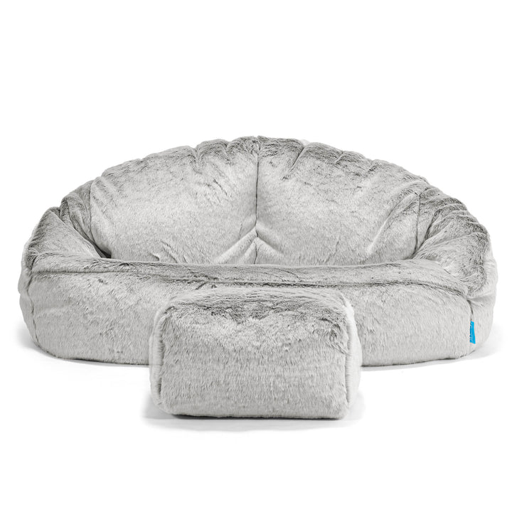 Pouf Canapé Bubble pour Enfants - Fausse Fourrure Lapin Gris clair 02