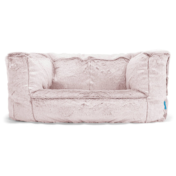 Canapé Enfant Albert - Fausse Fourrure Lapin Rose Pastel 01