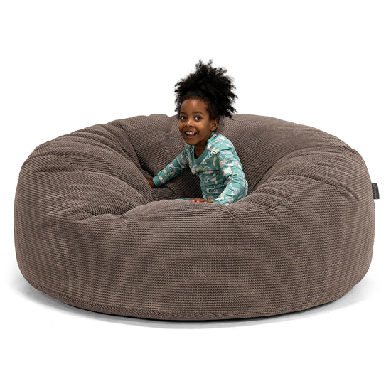 Pouf Géant pour Enfants de Taille Familiale 2-14 ans - Pompon Chocolat 01