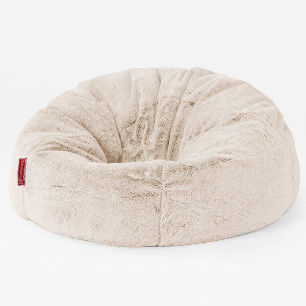 CloudSac 200 Pouf Géant Enfant à Mémoire de Forme - Fausse Fourrure Lapin Blanc 01