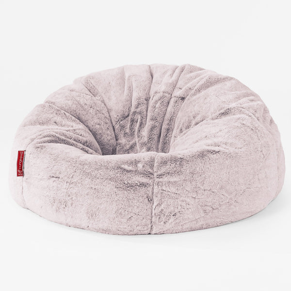 CloudSac 200 Pouf Géant Enfant à Mémoire de Forme - Fausse Fourrure Lapin Rose Pastel 01