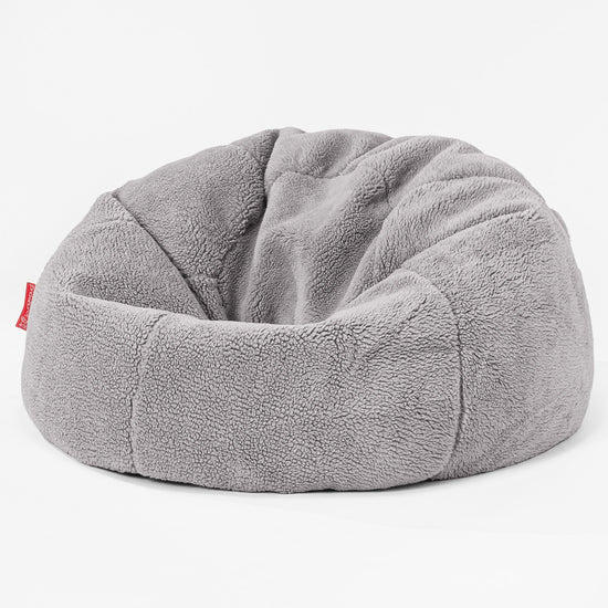 CloudSac 200 Pouf Géant Enfant à Mémoire de Forme - Fausse Fourrure Nounours Gris moyen 01