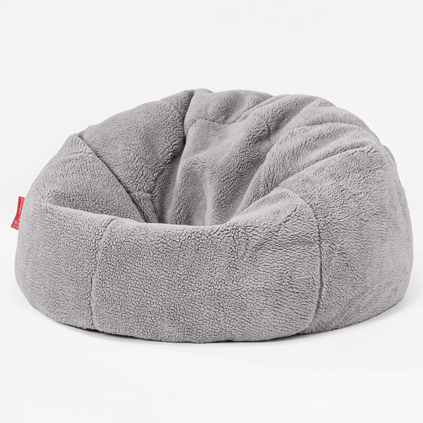 CloudSac 200 Pouf Géant Enfant à Mémoire de Forme - Fausse Fourrure Nounours Gris moyen 01