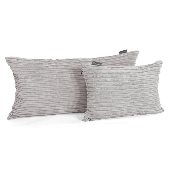 Coussin Rectangulaire Géant 40 x 80cm - Côtelé Gris Argent 03