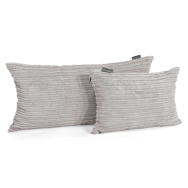 Coussin Rectangulaire Géant 40 x 80cm - Côtelé Gris Argent 03