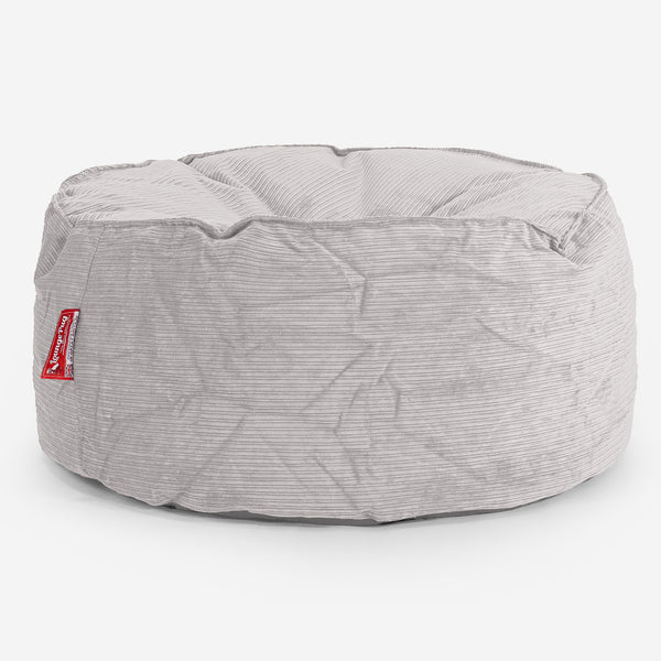 Pouf Design Rond  - Côtelé à Fines Rayures Pierre 01