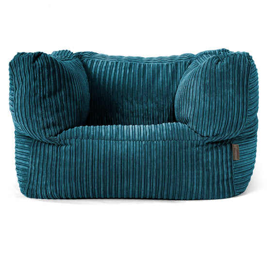 Albert Pouf Fauteuil Design - Côtelé Bleu Canard 01
