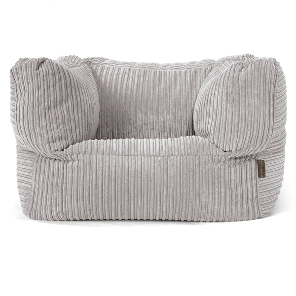 Albert Pouf Fauteuil Design - Côtelé Gris Argent 01
