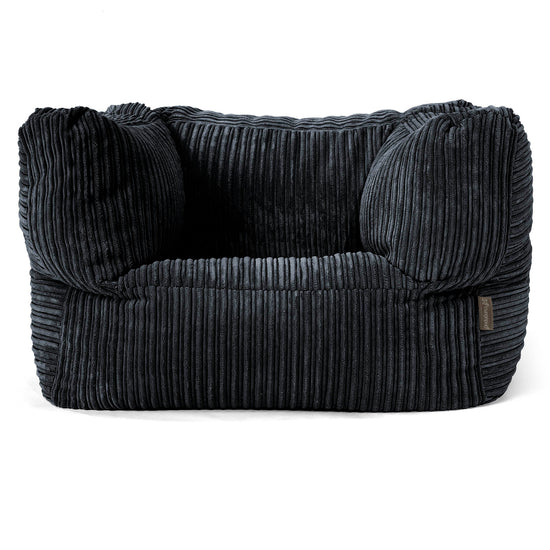 Albert Pouf Fauteuil Design - Côtelé Noir 01