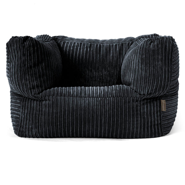 Albert Pouf Fauteuil Design - Côtelé Noir 01