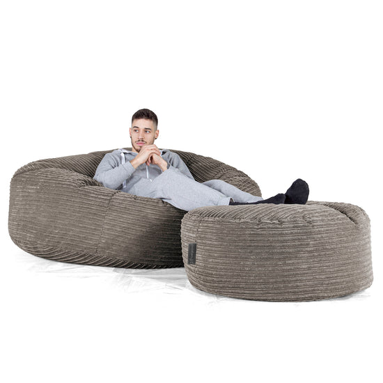 Canapé Pouf Géant Grande Mammouth - Côtelé Anthracite 02