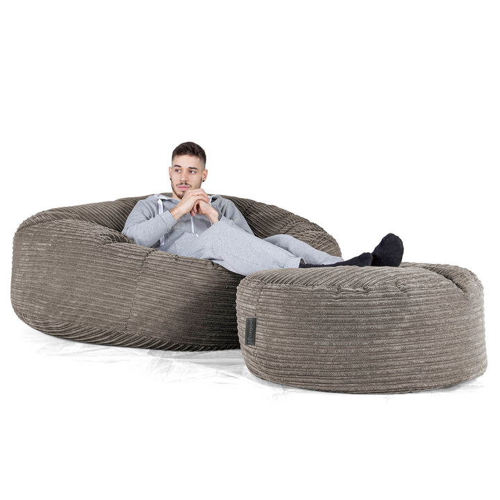 Canapé Pouf Géant Grande Mammouth - Côtelé Anthracite 02