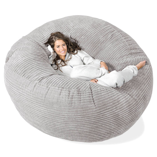 Canapé Pouf Géant Grande Mammouth - Côtelé Gris Argent 01
