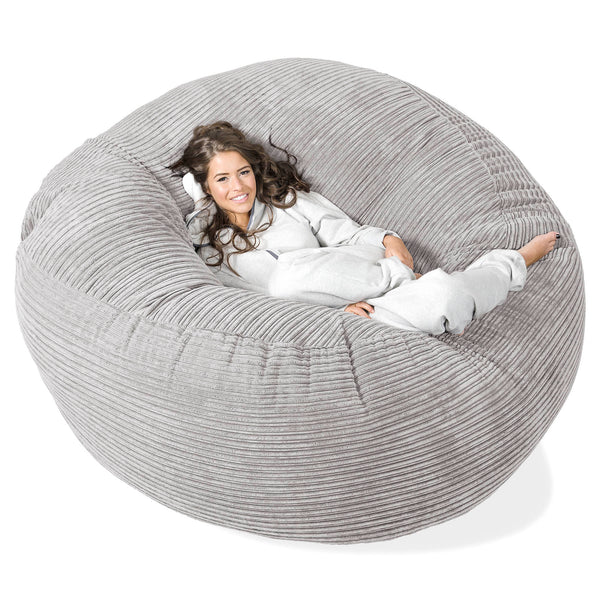Canapé Pouf Géant Grande Mammouth - Côtelé Gris Argent 01
