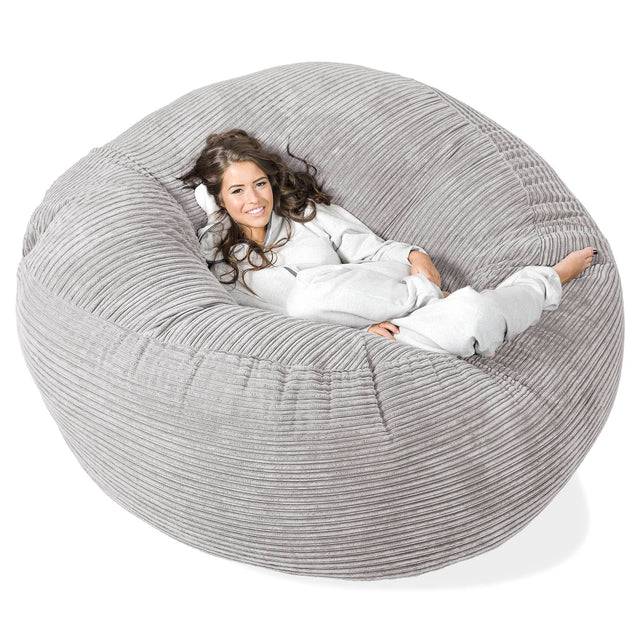 Canapé Pouf Géant Grande Mammouth - Côtelé Gris Argent 01