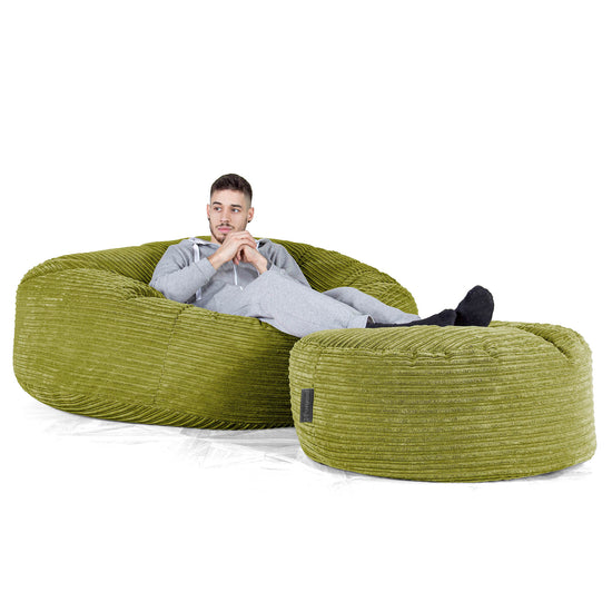 Canapé Pouf Géant Grande Mammouth - Côtelé Vert Acide 02